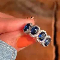 انگشتر جواهر تمام نقره مدل چهارتایی یاقوت و کبود|بدلیجات|تبریز, |دیوار