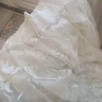 دو عدد پرده توری سالم و تمیز با جفت زیر پرده