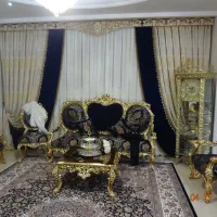 پرده عروس پلیسه حریر کار شده با آستر