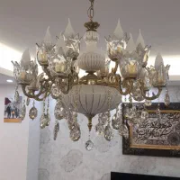 لوستر برنز ۱۶ شاخه .دیوار کوب ۴ شاخه برنز