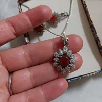 ست نقره عقیق کبدی۹۲۵ اصل نو نو و مناسب روز مادر|جواهرات|نیشابور, گنبد سبز|دیوار