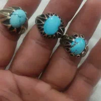 ۳عدد انگشتر فیروزه نیشابوری بشرط طبیعی مغز سنگ