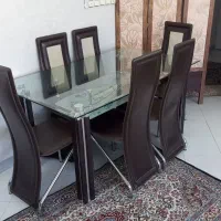 میز نهار خوری 6 نفره شیشه تراش خورده|میز و صندلی غذاخوری|همدان, |دیوار