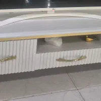 میز تلویزیون بسیار نو سفید طلایی