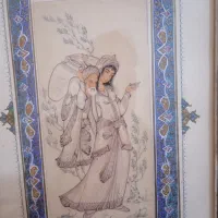 دو عدد نقاشی آنتیک عاج قدیمی استاد ضرغامی