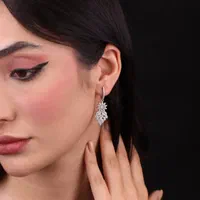 گوشواره تراش نقره آب طلا سفید جواهراتی پیچی2107%|بدلیجات|تبریز, |دیوار