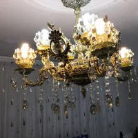 لوستر ۸شعله آناهیتا طلایی سیاه قلم|لوستر و چراغ آویز|مشهد, گاز|دیوار