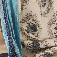 والان کنارپرده ترکیبی ازمخمل وپارچه زربافت|پرده، رانر، رومیزی|تهران, گمرک|دیوار
