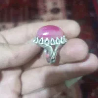 انگشتر نقره عقیق یمنی صورتی معدنی اصل