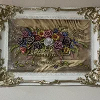 تابلوی زیبا با طرح گلدان گل های بهاری