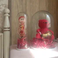 باکس شیشه،خرس قرمز،ولنتاین،عروسک شیشه ای،هدیه