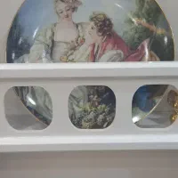 دو عدد بشقاب دیوارکوب لب طلایی