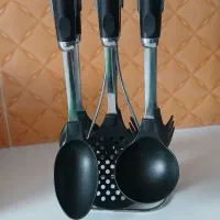 سرویس کفگیر و جاادویه سفید لیوان استکان