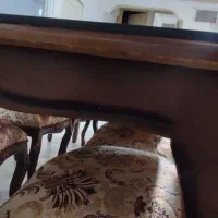 مبل ناهار خوری چوبی 8نفره همراه با شیشه 10میل|مبلمان خانگی و میز عسلی|نجف‌آباد, ویلاشهر|دیوار