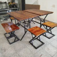 میز و صندلی فلزی چوبی