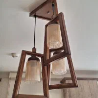 لوستر سه شعله چوبی