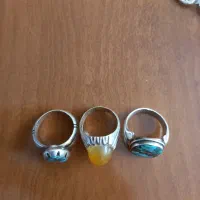 ۳عدد انگشتر نقره ،۲تاش سنگ فیروزه،یکی باباقوری|جواهرات|بروجرد, |دیوار