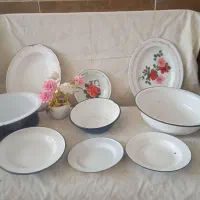 سرویس ظروف لعابی قدیمی روسی زیبا و نوستالژیک