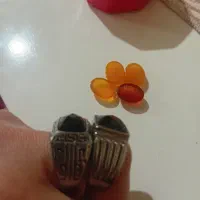 انگشتر استیل و سنگ عقیق زرد