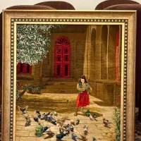 یک عدد تابلو فرش کرک وابریشم چله ابریشم