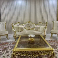 مبلمان ۹ نفره استیل چوب راش ورق طلا برای جهازیه|مبلمان خانگی و میز عسلی|مشهد, شهید فرامرز عباسی|دیوار