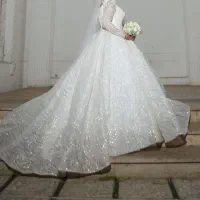 لباس عروس  نگین دار پارچه شاین