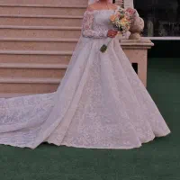 *لباس عروس دانتل فرانسه جدید یکماهه دوخته شده*