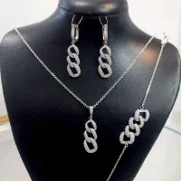 سرویس کامل نقره نگین دار با آبکاری طلا سفید|جواهرات|اصفهان, چرخاب|دیوار