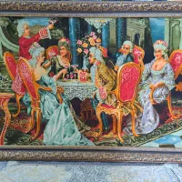 تابلو فرش دست بافت طرح کلاسیک شرابخواری