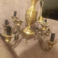 لوستر برنز اصل قدیمی و سنگین ۵شاخه ۱۰ شعله(تکی)|لوستر و چراغ آویز|کرمانشاه, |دیوار