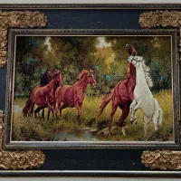 تابلوفرش طرح اسب گل