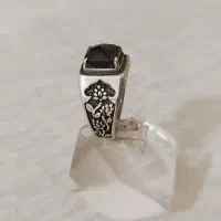 انگشتر عقیق مشکی ،تراش جواهری