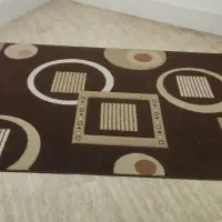 فرش ضخیم کرم و قهوه ای