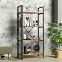 قفسه فلزی شیک چهار طبقه چوبی