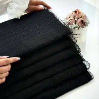 شال مشکی کرپ حاشیه گیپور|لباس|فریدونکنار, |دیوار