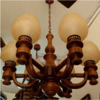 لوستر شش شعله چوبی سارینا