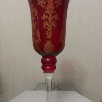 جا شمعی شیشه ای قرمز رنگ