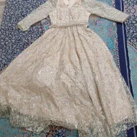 لباس مجلسی کرم و سبز پسته ای