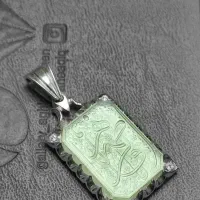 گردنبد گردنی نقره  عقیق  کوارتز حکاکی شده