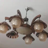 لوستر ۶ شاخه چوبی و تک شاخه