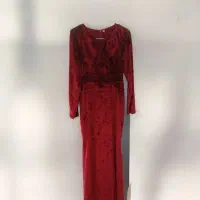 پیراهن مجلسی مخمل زرشکی