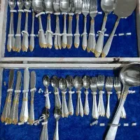 یک جفت ۹ متری کرم رنگ و سرویس۱۲نفره قاشق و چنگال|فرش|تهران, دولاب|دیوار