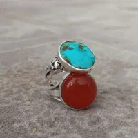 انگشتر عقیق و فیروزه نیشابور اصل