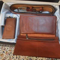 ست کیف پول و کمربند و جاسوئیچی مردانه چرم طبیعی|کیف، کفش، کمربند|اصفهان, رهنان|دیوار