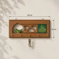 جا کلیدی دیواری چوبی طرح پرنده سبز حسبی الله