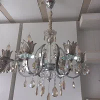 لوستر تمام برنز سنگین آبکاری کروم کریستال آلمان|لوستر و چراغ آویز|ساری, |دیوار