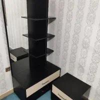 کتابخانه MDF مشکی شیری درب‌دار 180|کتابخانه، شلف، قفسه‌های دیواری|سنندج, |دیوار