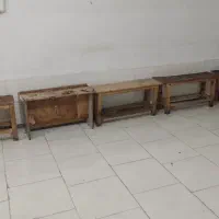 فروش پنج عدد صندلی،نیمکت کارگاهی چوبی