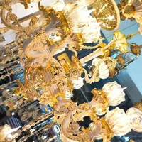 لوستر میخک بزرگ 6شاخه 15 لامپه طلاکوب ۲توری ۲طبقه|لوستر و چراغ آویز|تبریز, |دیوار