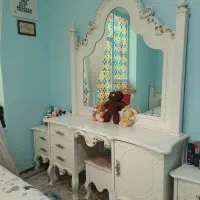 سرویس خواب دونفره چوبی استخوانی منبت‌کاری